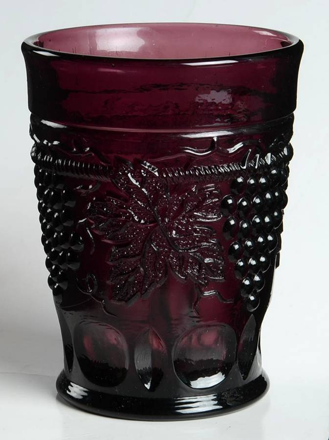 Grape and Cable Amethyst Flat Tumbler by Mosser (Ohio)-1