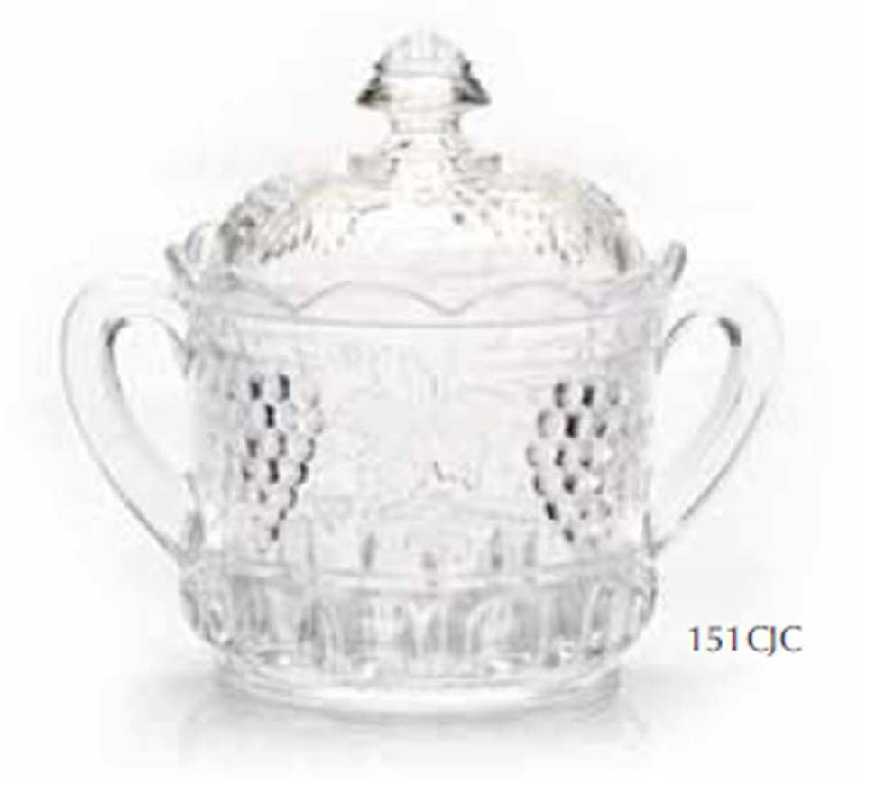 Grape and Cable Clear Cracker Jar & Lid by Mosser (Ohio)-1