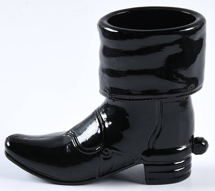 Black Raspberry Boot Shape Shot Glass by Mosser (Ohio)-1