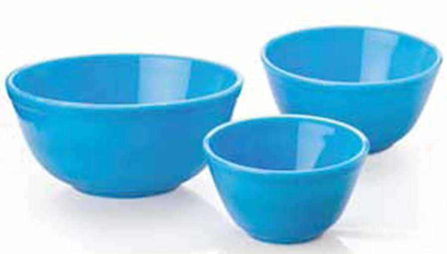 Bonnie Blue Set of 3 Mixing Bowls (8", 7" & 5" Diameter) by Mosser (Ohio)-1