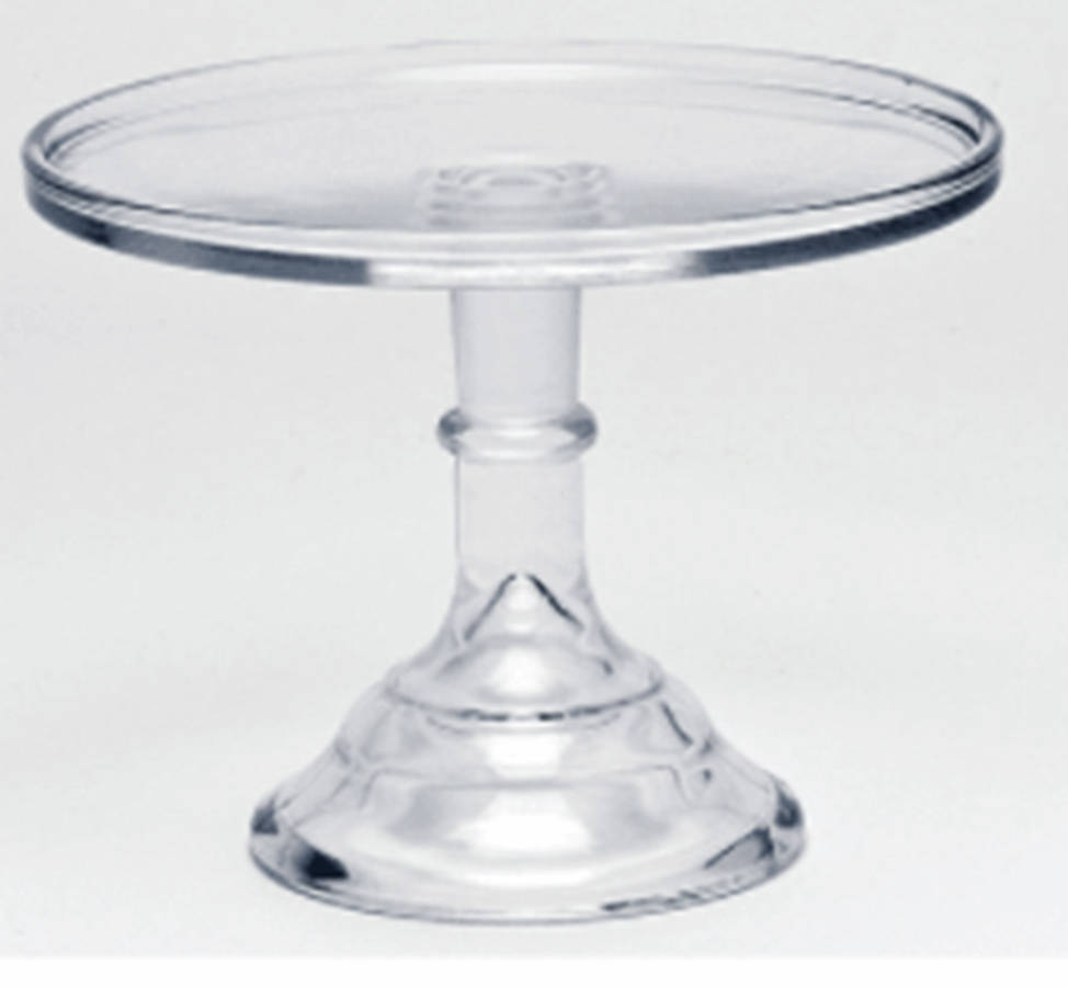 Crystal 9" Diameter Pedestal Cake Stand by Mosser (Ohio)-1