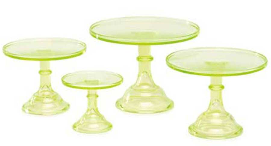 Vaseline 12" Diameter Cake Stand/Pedestal by Mosser (Ohio)-1