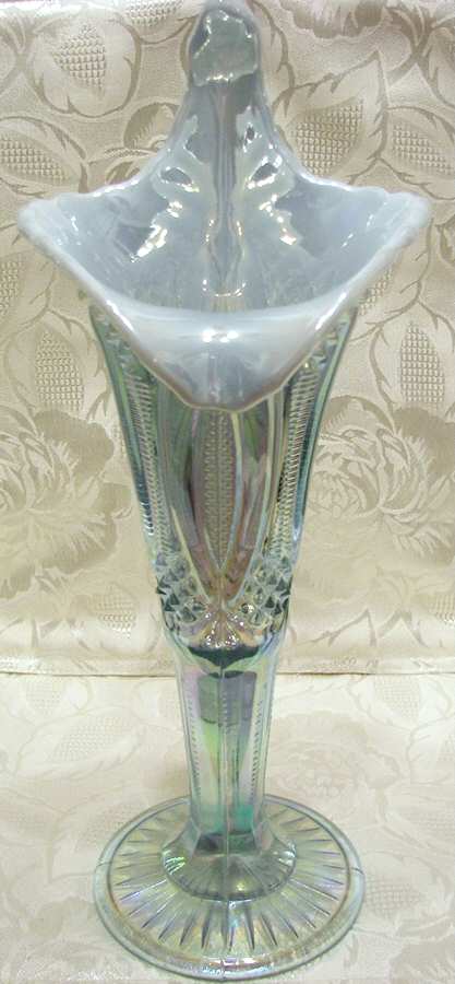 Diamond Classic Aqua Opal Carnival Jack in the Pulpit Vase by Mosser (Ohio)-1
