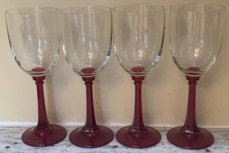 Rhodes Red Water Goblet by Martha Stewart-1