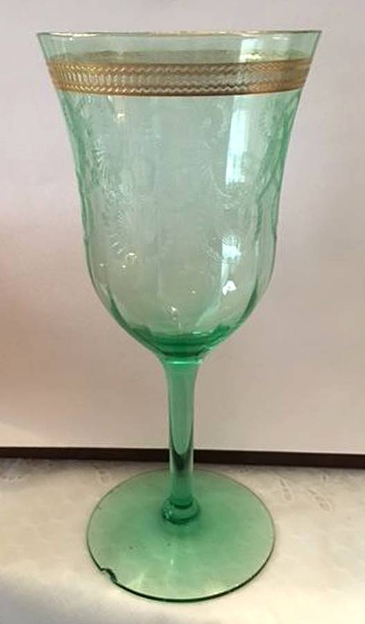 Necklace Green (Gold) Water Goblet by Morgantown-1