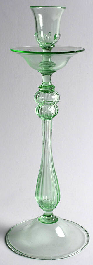 Art Glass 12" Tall Single Light Candlestick by Murano Glass-1