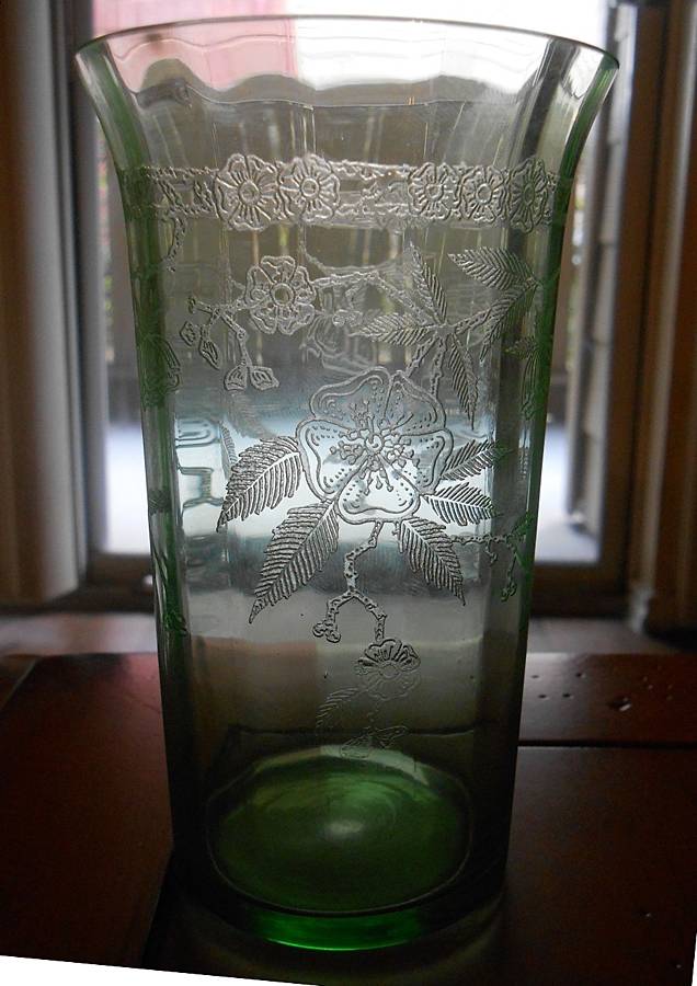 Cherry Blossom-Green Flat Tumbler by Morgantown-1