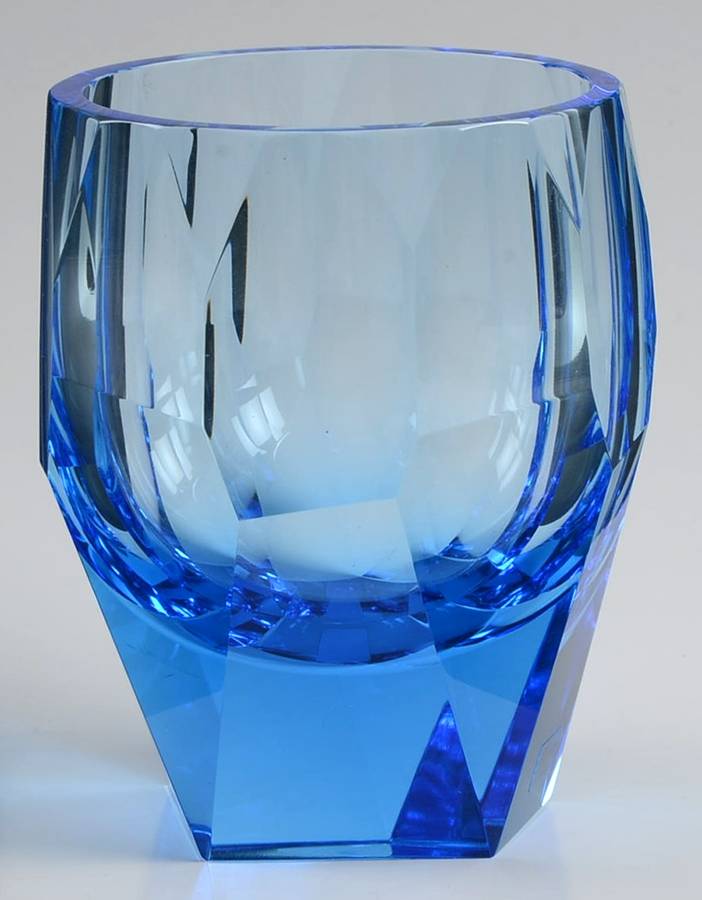 Cubism Blue Double Old Fashioned by Moser-1