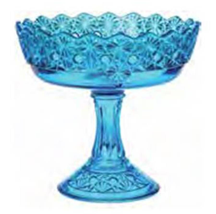 Queen Colonial Blue Round Compote (Height X Width) by Mosser (Ohio)-1