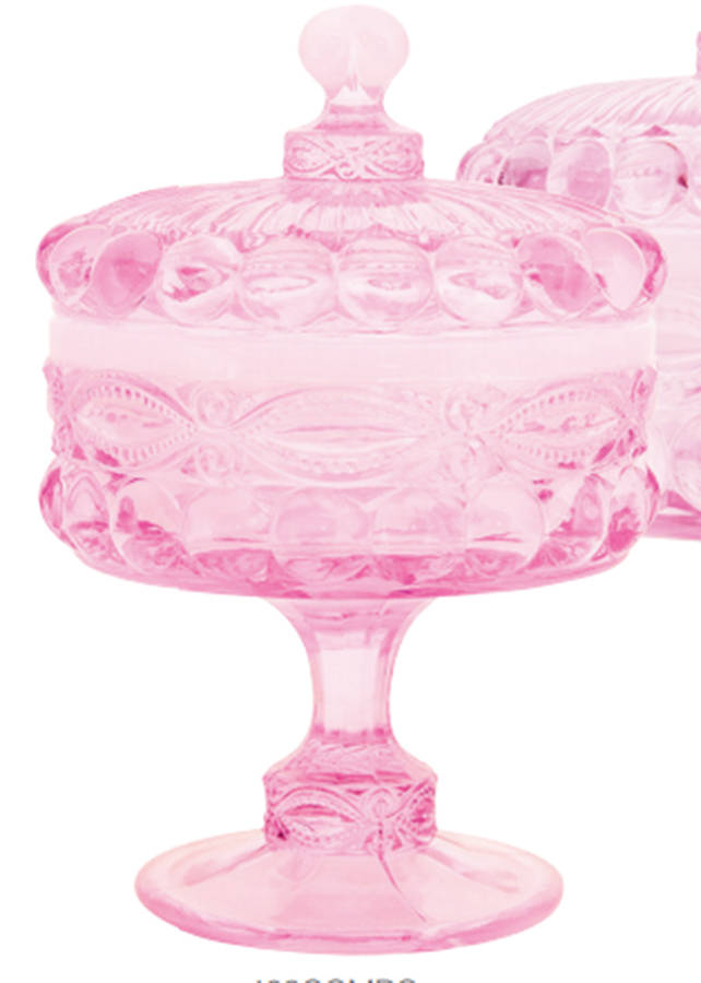 Eye Winker Pink Opal 7" Compote & Lid by Mosser (Ohio)-1