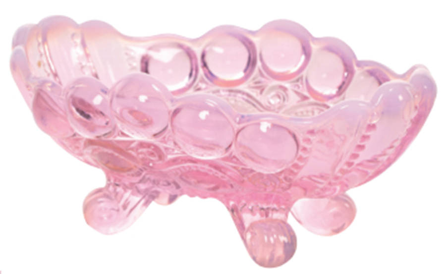 Eye Winker Pink Opal Footed Open Jam/Jelly by Mosser (Ohio)-1