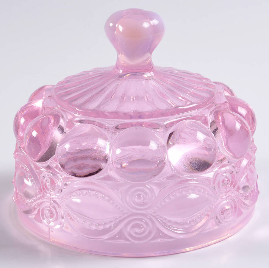 Eye Winker Pink Opal Lid for Round Butter by Mosser (Ohio)-1