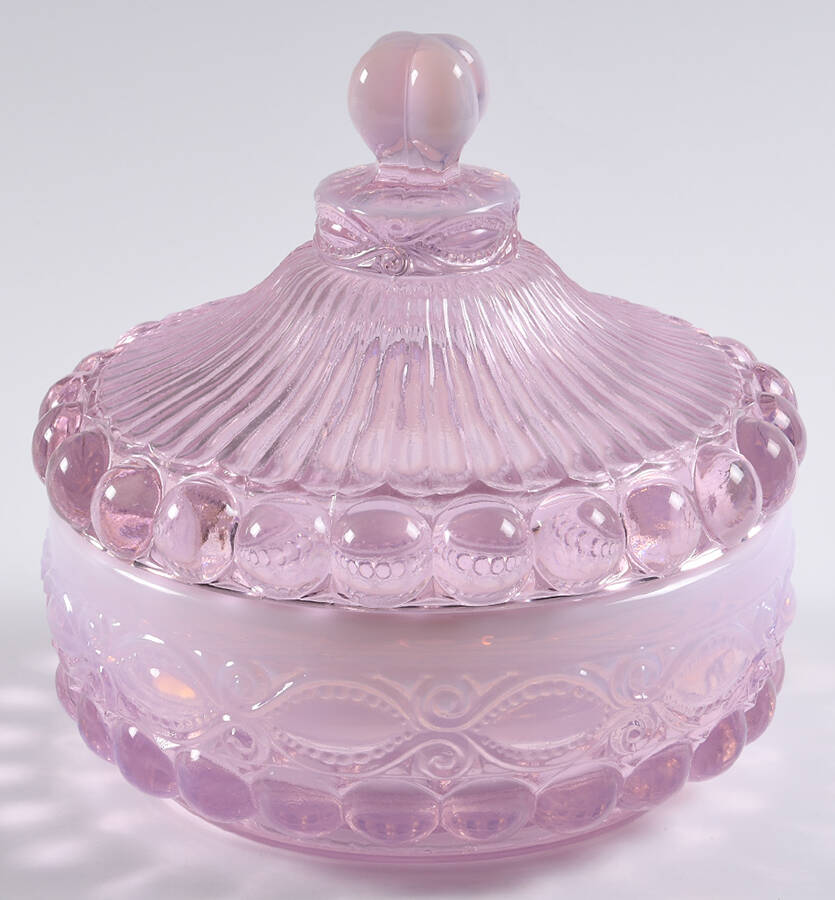 Eye Winker Pink Opal Candy Dish & Lid by Mosser (Ohio)-1