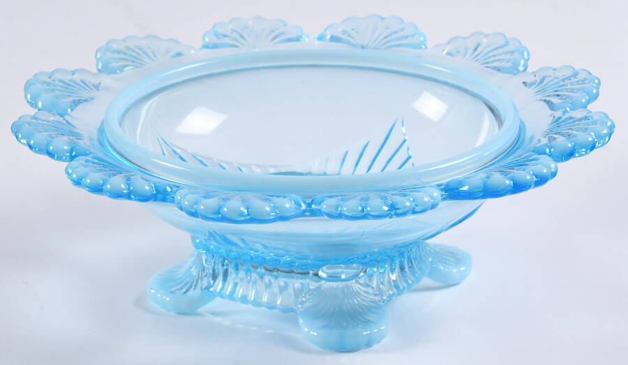Shell Aqua Opal Round Butter Dish No Lid by Mosser (Ohio)-1