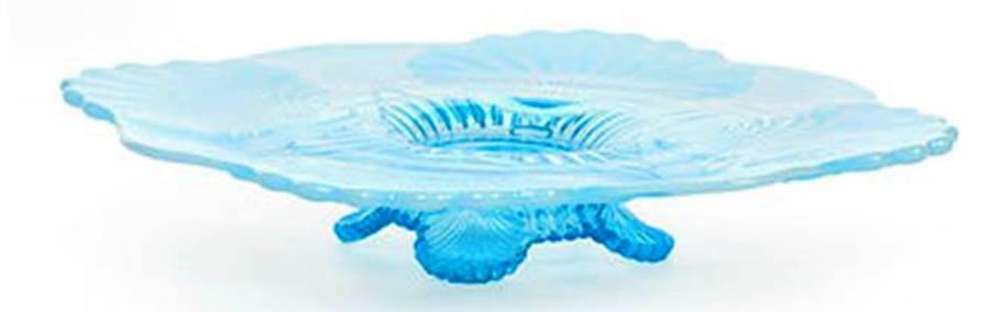 Shell Aqua Opal Footed Plate by Mosser (Ohio)-1