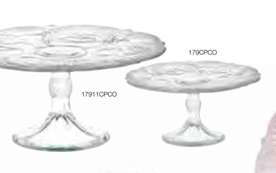 Inverted Thistle Crystal Opal 11" Diameter Pedestal Cake Stand by Mosser (Ohio)-1