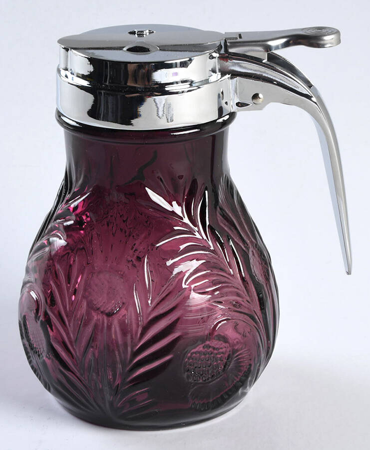 Inverted Thistle Amethyst Syrup with Metal Drip Cut Lid by Mosser (Ohio)-1