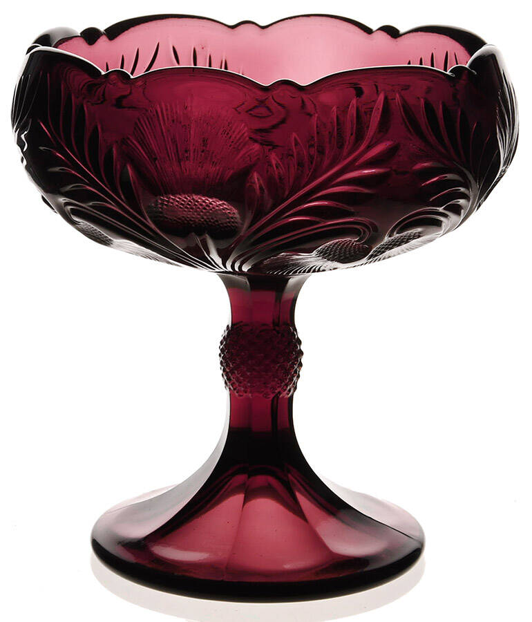 Inverted Thistle Amethyst Round Compote (Height X Width) by Mosser (Ohio)-1