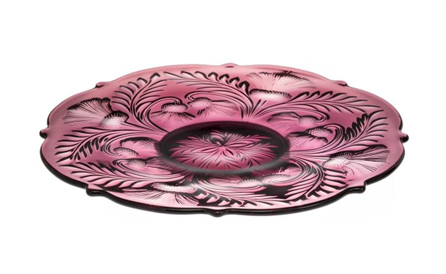 Inverted Thistle Amethyst 12" Round Platter by Mosser (Ohio)-1