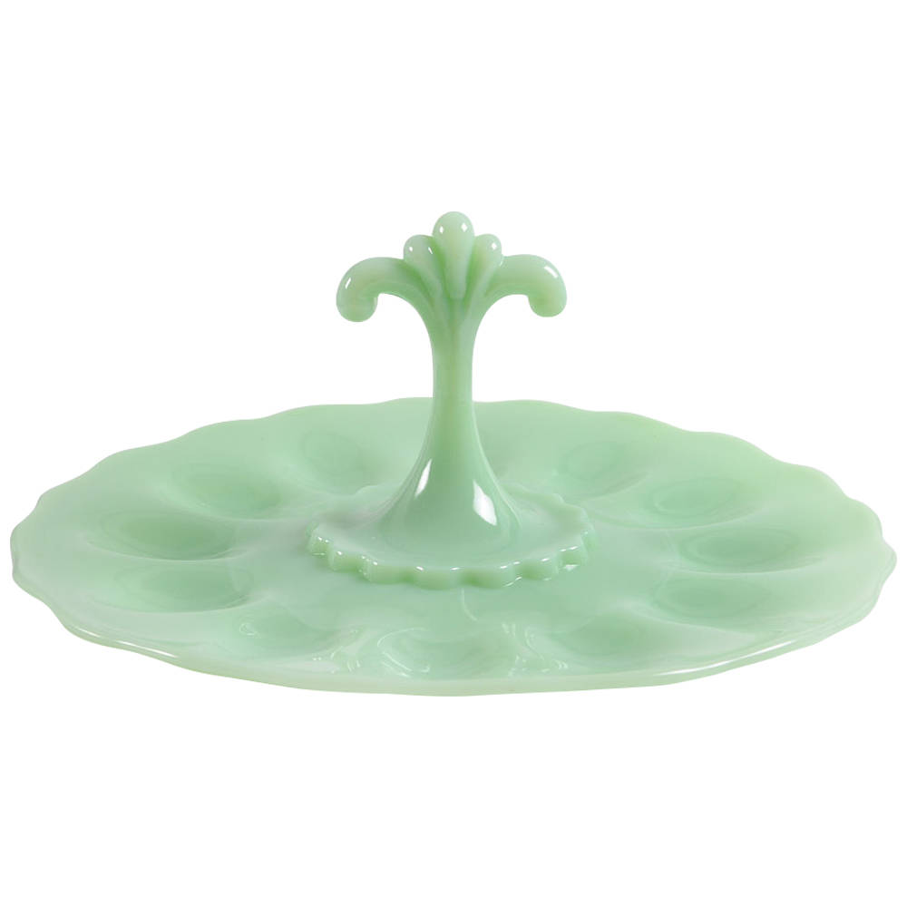 Anna Jadeite Deviled Egg Server by Mosser (Ohio)-1