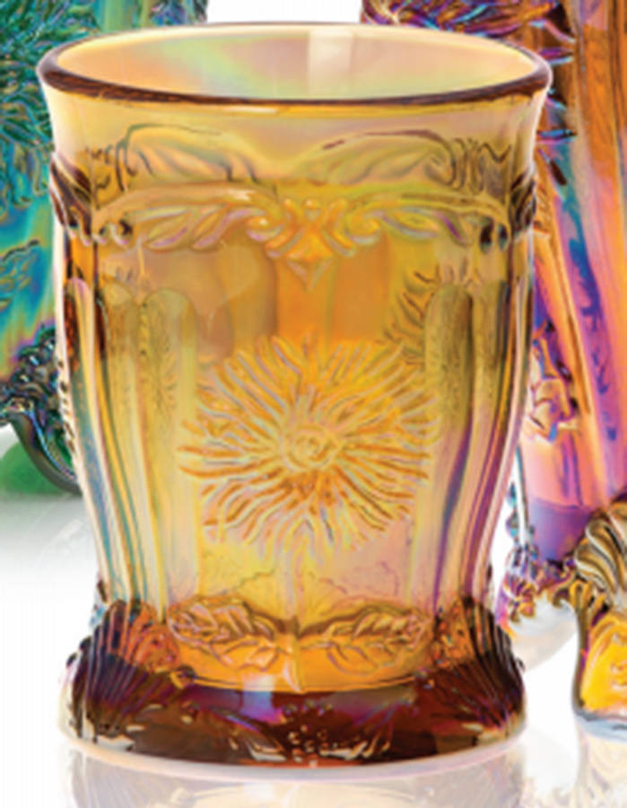 Dahlia Amber Carnival 8 Oz Flat Tumbler by Mosser (Ohio)-1
