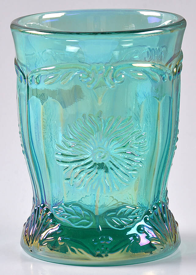 Dahlia Teal Carnival 8 Oz Flat Tumbler by Mosser (Ohio)-1