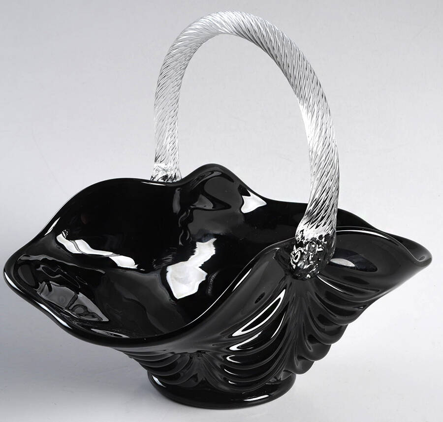 Drape Black Raspberry 8" Handled Basket by Mosser (Ohio)-1