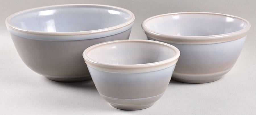 Marble Set of 3 Mixing Bowls (8", 7" & 5" Diameter) by Mosser (Ohio)-1