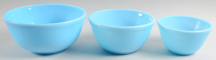 Robins Egg Set of 3 Mixing Bowls (8", 7" & 5" Diameter) by Mosser (Ohio)-1