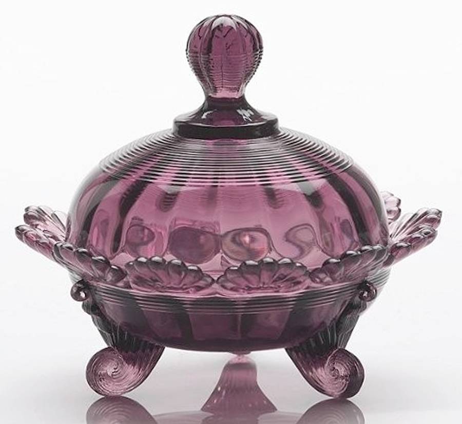 Amethyst Candy Dish & Lid by Mosser (Ohio)-1