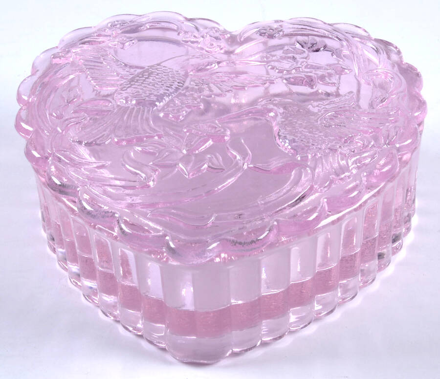 Passion Pink Small Heart Box & Lid by Mosser (Ohio)-1