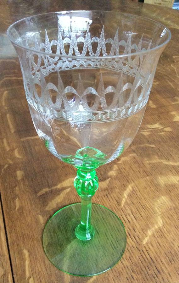 7617-3 Green Water Goblet by Morgantown-1