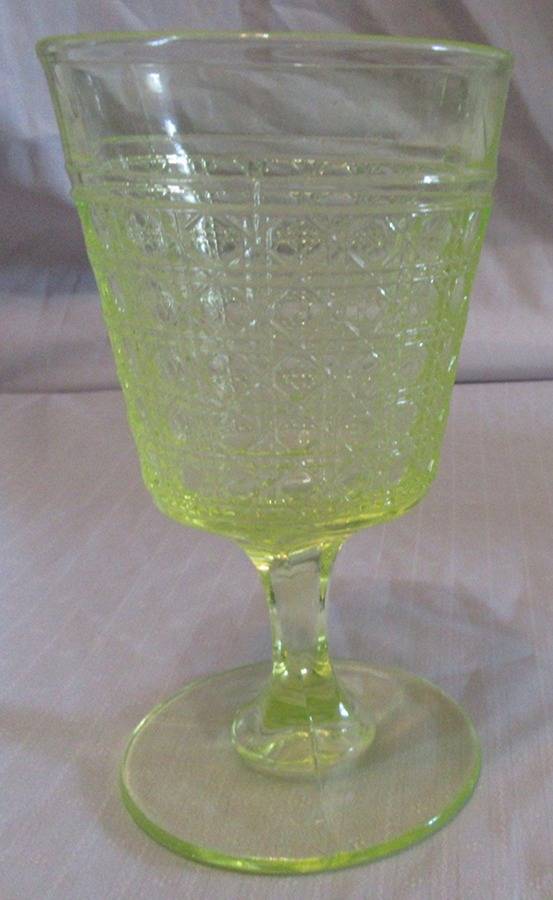 Cane Vaseline Water Goblet by McKee-1