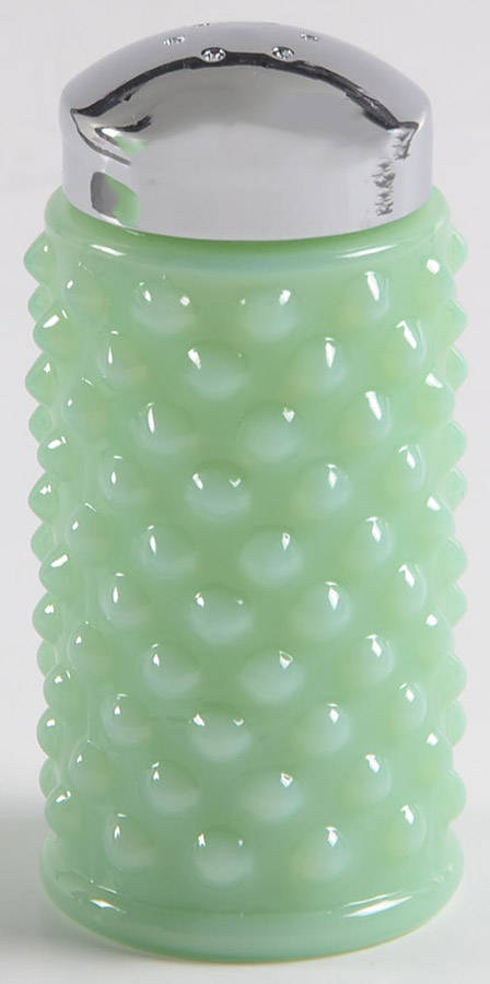 Gigi Jadeite Salt Shaker with Metal Lid by Mosser (Ohio)-1