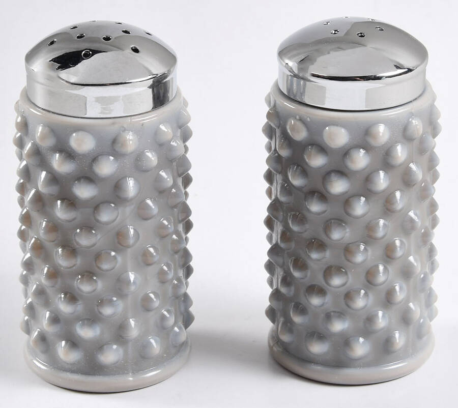 Gigi Marble Gray Salt and Pepper Shakers with Metal Lids by Mosser (Ohio)-1