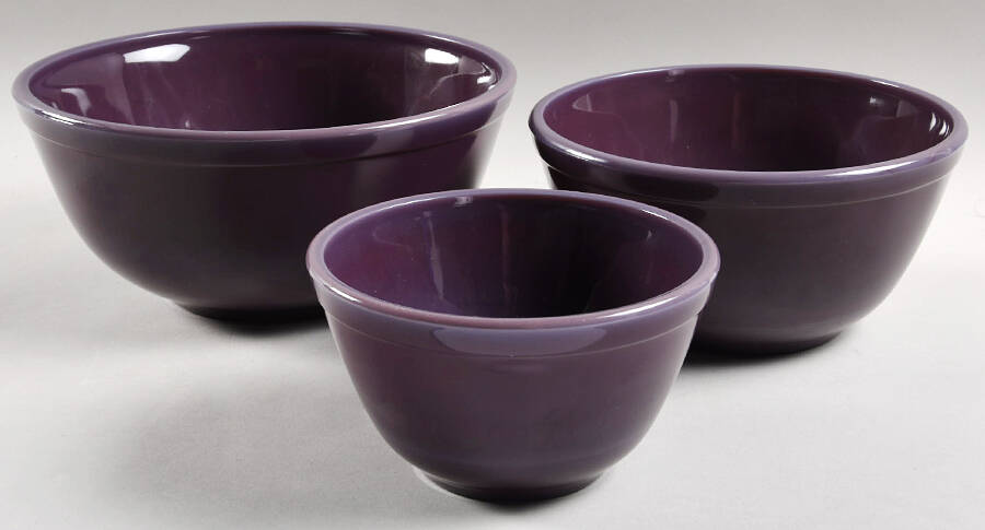 Eggplant Set of 3 Mixing Bowls (8", 7" & 5" Diameter) by Mosser (Ohio)-1