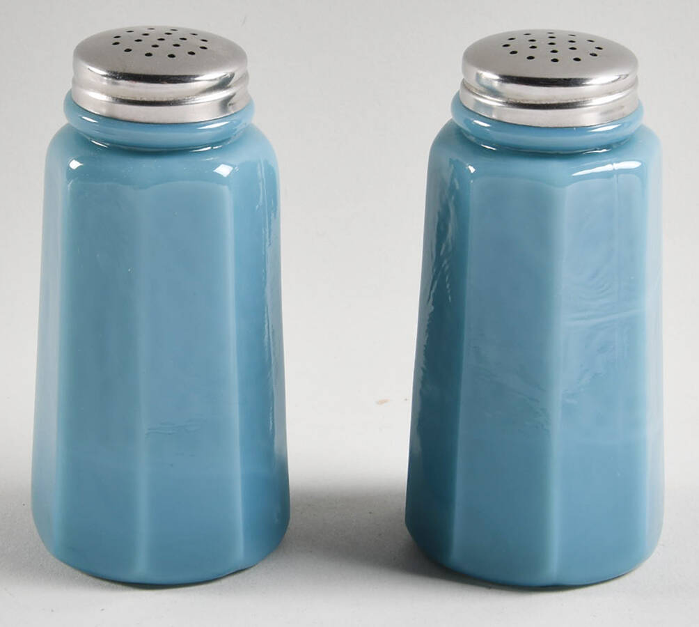 Panel Georgian Blue Shaker Set w/Metal Lids by Mosser (Ohio)-1