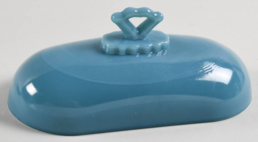 Anna Georgia Blue Lid for 1/4 Pound Butter by Mosser (Ohio)-1