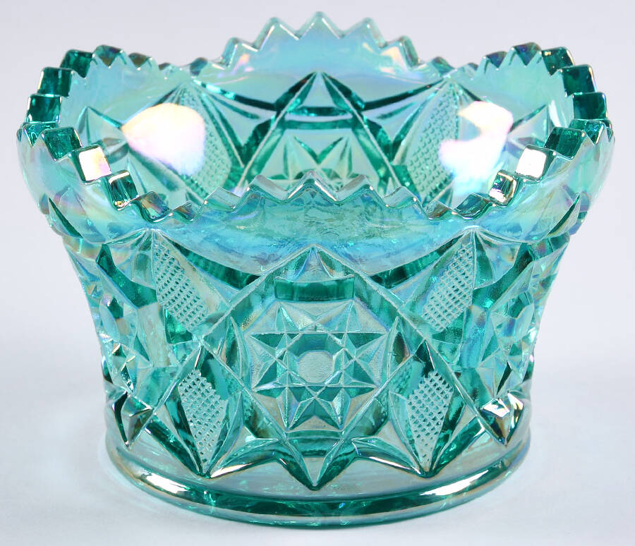 Teal Carnival Finger Bowl by Mosser (Ohio)-1