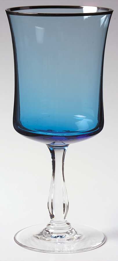 Rainbow-Blue (Platinum Trim) Water Goblet by Noritake-1