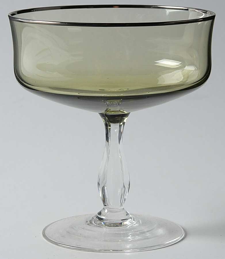 Rainbow Dark Green (Platinum Trim) Champagne/Tall Sherbet by Noritake-1