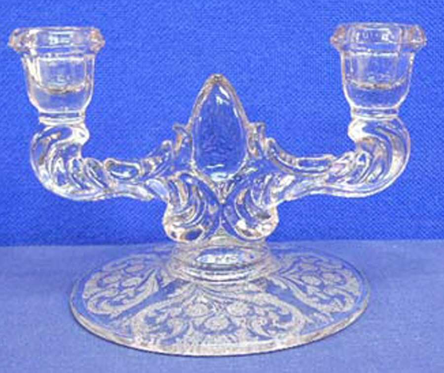Canterbury-Clear Double Light Candlestick by New Martinsville-1
