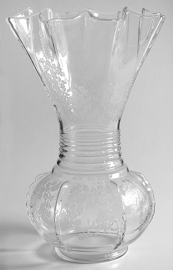 Flower Basket-Clear 12" Double Crimped Vase by New Martinsville-1