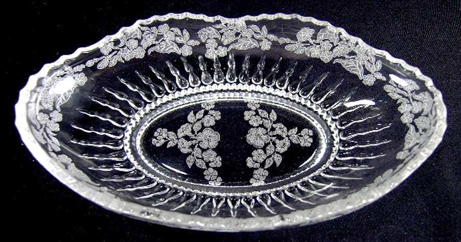 Flower Basket-Clear Pickle Dish by New Martinsville-1