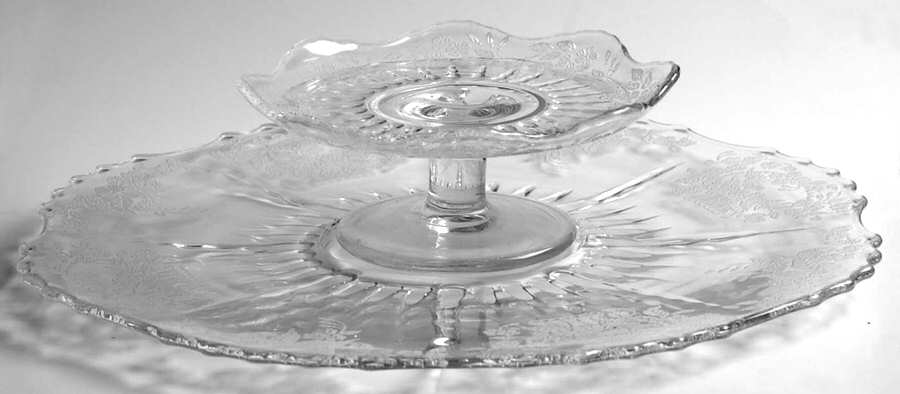 Flower Basket-Clear Cheese & Cracker Set by New Martinsville-1