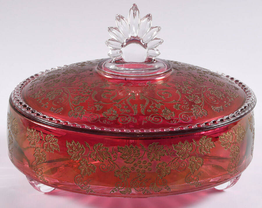 Florentine 3 Part Candy Dish & Lid by New Martinsville-1