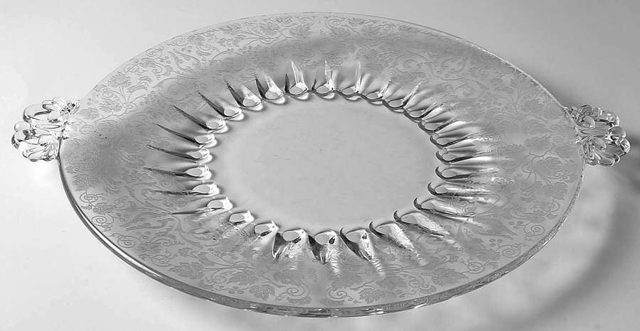 Florentine Handled Cake Plate by New Martinsville-1