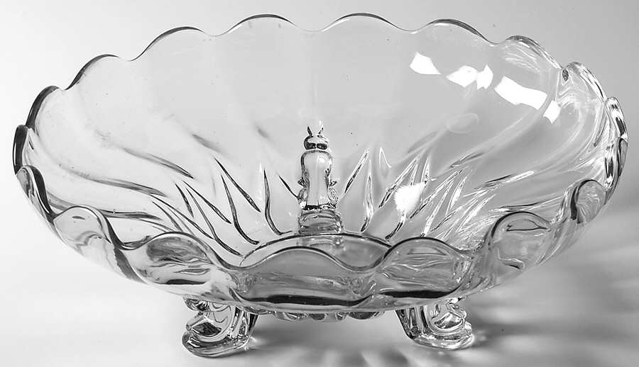 Janice-Clear 11" 3-Toed Footed Bowl by New Martinsville-1