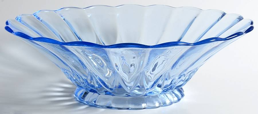 Janice Blue 12" Footed Bowl by New Martinsville-1