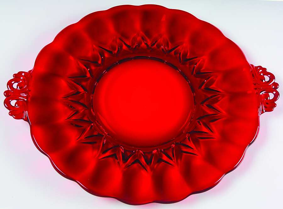 Janice-Ruby Handled Cake Plate by New Martinsville-1
